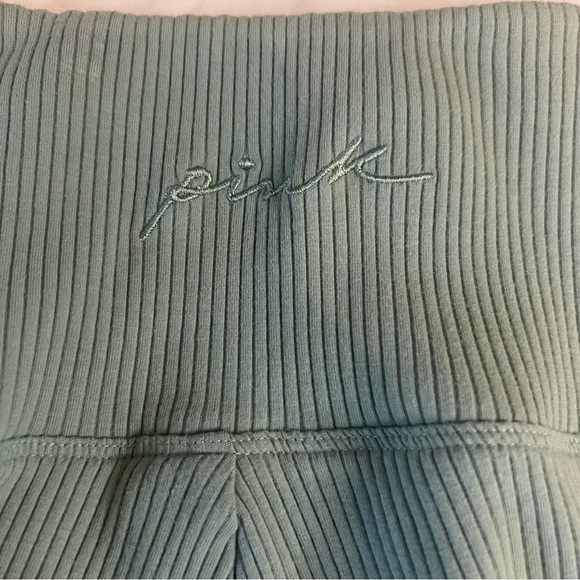 PINK Victoria's Secret Yoga Women’s Ribbed Green Leggings 23in inseam - Picture 2 of 5